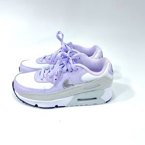 Nike Girl/Youth Size 3 Air Max 90 White/Metallic Silver/Violet Frost